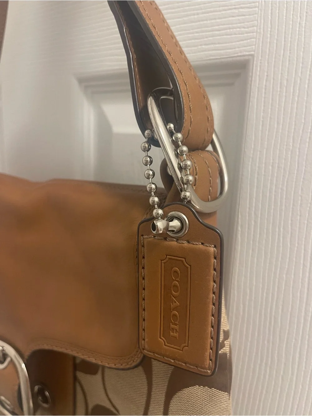 Coach Brown Signature Canvas and Leather Shoulder Bag F13360